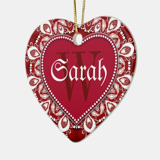 Weiße Rote Herzname Türzeichen Ornament (Links)