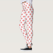 Weiße rote Hosen Kuss der Lippendruck-Leggings Leggings (Links)