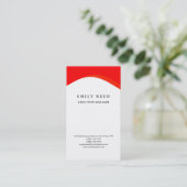 Weiße rote Kurve modern beruflich minimalistisch Visitenkarte (Stehend Vorderseite)