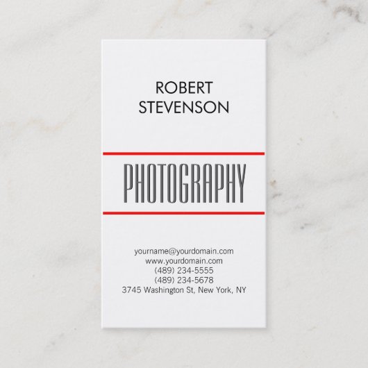 Weiße rote Linien, weiße Kunsthandwerkskarte Visitenkarte (Vorderseite)