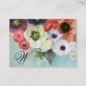 WEISSE ROTE PINKROSEN UND ANEMONEN BLUME MONOGRAM VISITENKARTE (Rückseite)