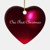 WEISSE ROTE RIBBON DAMASK GEM STONE MONOGRAM KERAMIKORNAMENT (Hinten)