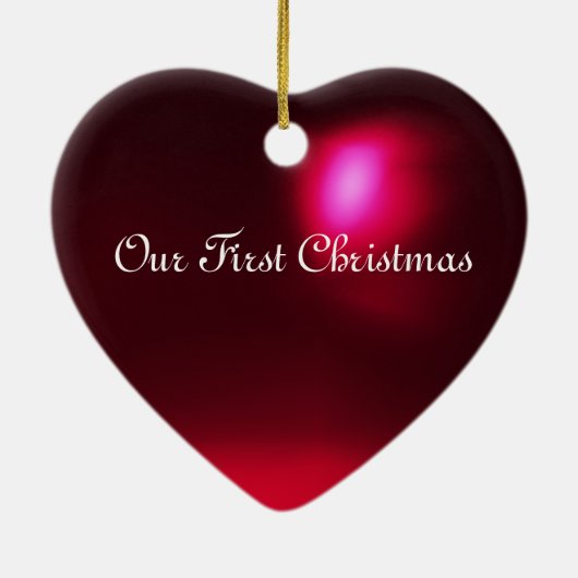 WEISSE ROTE RIBBON DAMASK GEM STONE MONOGRAM KERAMIKORNAMENT (Hinten)