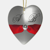 WEISSE ROTE RIBBON GEM STONE MONOGRAM KERAMIKORNAMENT (Links)