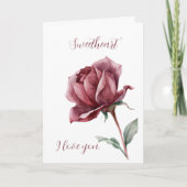 Weiße rote Rose Schatz Liebe Karte (Vorderseite)