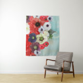 WEISSE ROTE ROSEN, ANEMONEN BLUME, AQUAMARIN AQUA WANDTEPPICH (Beispiel)