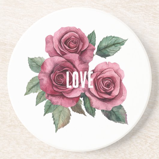 Weiße Rote Rosen Liebe Getränkeuntersetzer (Vorne)