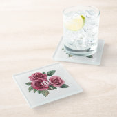 Weiße Rote Rosen Liebe Glasuntersetzer (Schrägansicht)