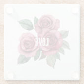 Weiße Rote Rosen Liebe Glasuntersetzer (Rückseite)