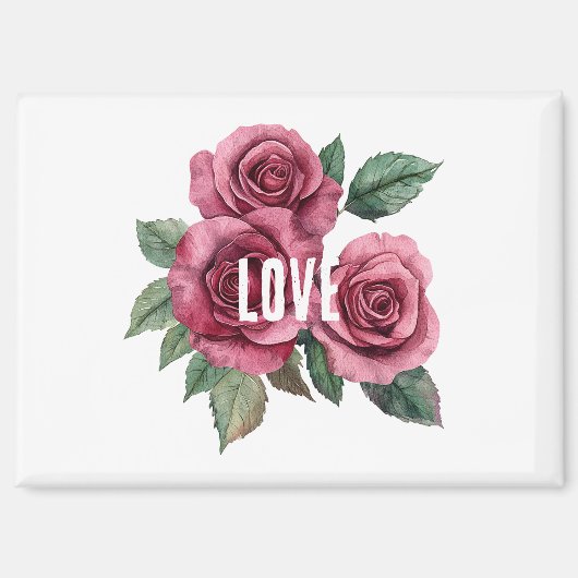 Weiße Rote Rosen Liebe Magnet (Vorderseite)