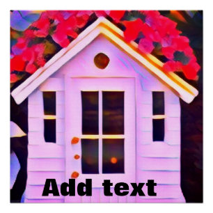 Weiße rote Schneemärchenhaus-Textname Rose Poster