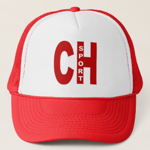 Weiße/rote Trucker-Mütze SCHWEIZ SPORT Truckerkappe