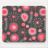 Weiße, rote und graue Herzen und Blume, blühend Mousepad (Vorne)