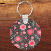 Weiße, rote und graue Herzen und Blume, blühend Schlüsselanhänger (Vorderseite)