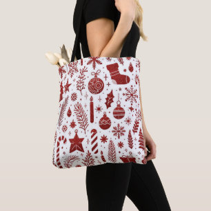 Weiße rote Weihnachts-Tasche Tasche