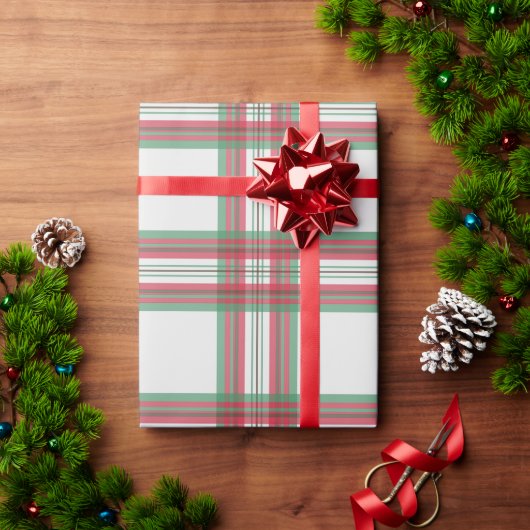 Weiße rote Weihnachtskariert Geschenkpapier (Feiertagsgeschenk)