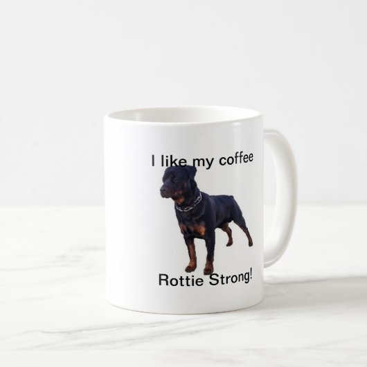 Weiße Rottweiler Tasse (VorderseiteRechts)