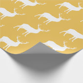 Weiße Rotwild auf GoldPackpapier Geschenkpapier (Ecke)