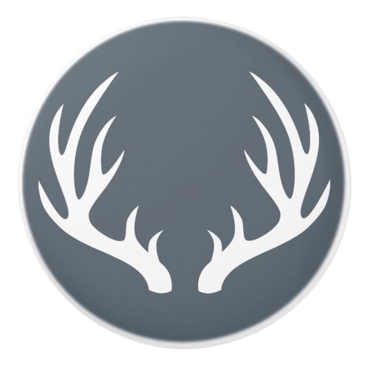 Weiße Rotwild-Geweihe rustikal Keramikknauf (Vorderseite)