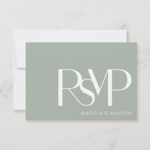 Weiße RSVP-Karte für Minimalistische Dusty-Sage RSVP Karte
