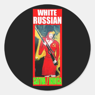 WEISSE RUSSISCHE SATIVA INDICA RUNDER AUFKLEBER