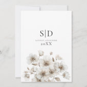 Weiße rustikale Blume Elegante Hochzeit Einladung (Rückseite)