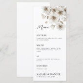 Weiße rustikale Blume Elegante Hochzeit Menükarte (Vorne/Hinten)