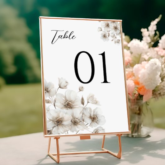 Weiße rustikale Blume Elegante Hochzeiten Tischnum