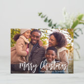 weiße rustikale Foto-Urlaubskarte Feiertagskarte (Stehend Vorderseite)