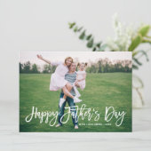 Weiße Rustikale Hand Briefe glücklichen Vatertag Karte (Stehend Vorderseite)