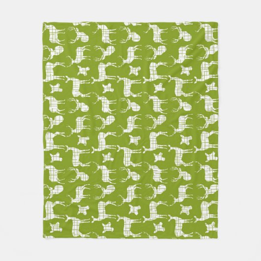 Weiße Rustikale Hirsche auf grünem Fleece Blanket (Vorderseite)