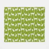 Weiße Rustikale Hirsche auf grünem Fleece Blanket (Vorderseite (Horizontal))