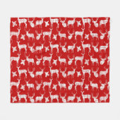 Weiße Rustikale Hirsche auf Red Fleece Blanket (Vorderseite (Horizontal))