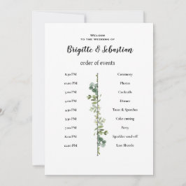 Weiße rustikale Hochzeitordnung des Tagesplakats Einladung