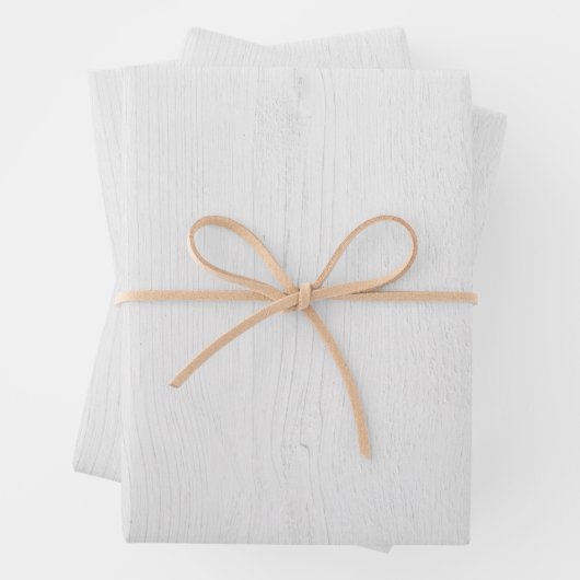 Weiße rustikale Holzdrucke Geschenkpapier Set (Beispiel)