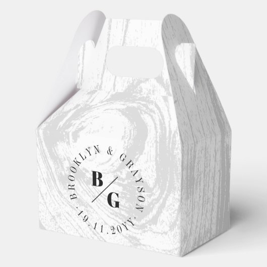 Weiße rustikale Holzfaser Textur Chic Winter Hochz Geschenkschachtel (Vorderseite)