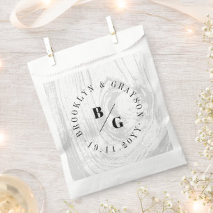 Weiße rustikale Holzfaser Textur Chic Winter Hochz Geschenktütchen