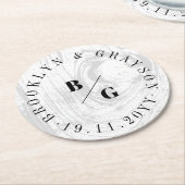 Weiße rustikale Holzfaser Textur Chic Winter Hochz Runder Pappuntersetzer (Angewinkelt)