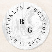 Weiße rustikale Holzfaser Textur Chic Winter Hochz Runder Pappuntersetzer (Vorderseite)