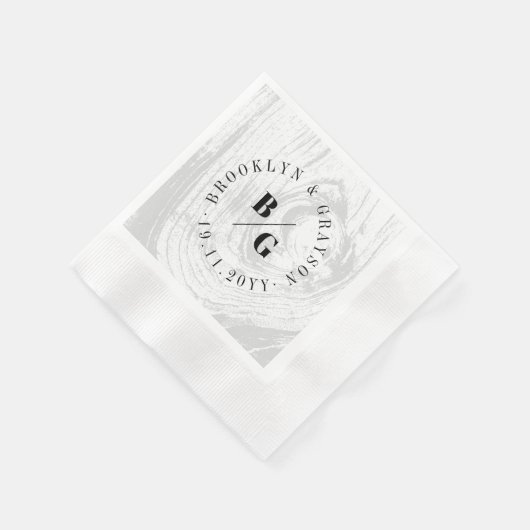 Weiße rustikale Holzfaser Textur Chic Winter Hochz Serviette (Ecke)