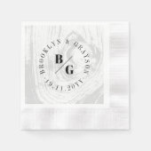 Weiße rustikale Holzfaser Textur Chic Winter Hochz Serviette (Vorderseite)