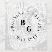 Weiße rustikale Holzfaser Textur Chic Winter Hochz Weinetikett (Einzelnes Label)