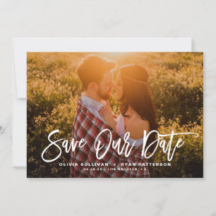 Weiße Rustikale Kalligrafie Foto Save Our Date Save The Date