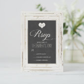 Weiße Rustikale Rahmen-Chalk-Hochzeitkarte RSVP (Stehend Vorderseite)