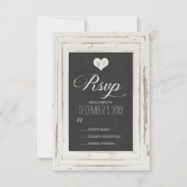 Weiße Rustikale Rahmen-Chalk-Hochzeitkarte RSVP Karte