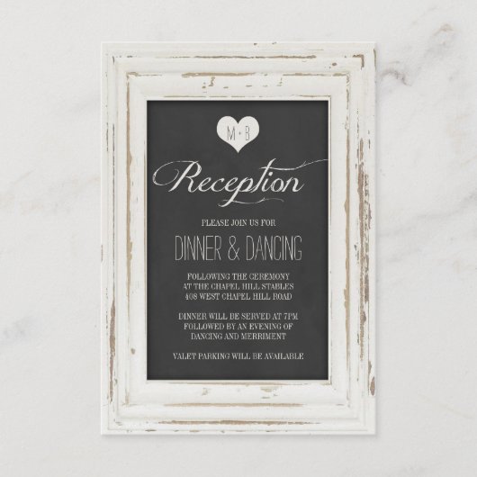 Weiße rustikale Rahmentreppe Hochzeitsempfehlung Begleitkarte (Vorderseite)