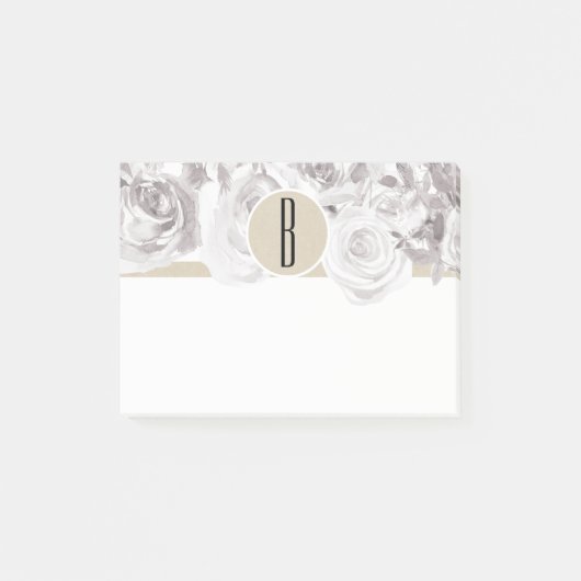 Weiße rustikale Rose Shabby Chic Elegante Post-it Klebezettel (Vorderseite)