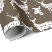 Weiße rustikale Rotwild auf Brown-Packpapier Geschenkpapier (Rolleneckpunkt)