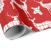 Weiße rustikale Rotwild auf rotem Packpapier (Rolleneckpunkt)