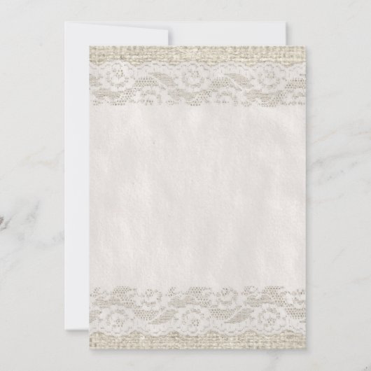 Weiße rustikale Spitze-Hochzeits-Einladungen Einladung (Rückseite)